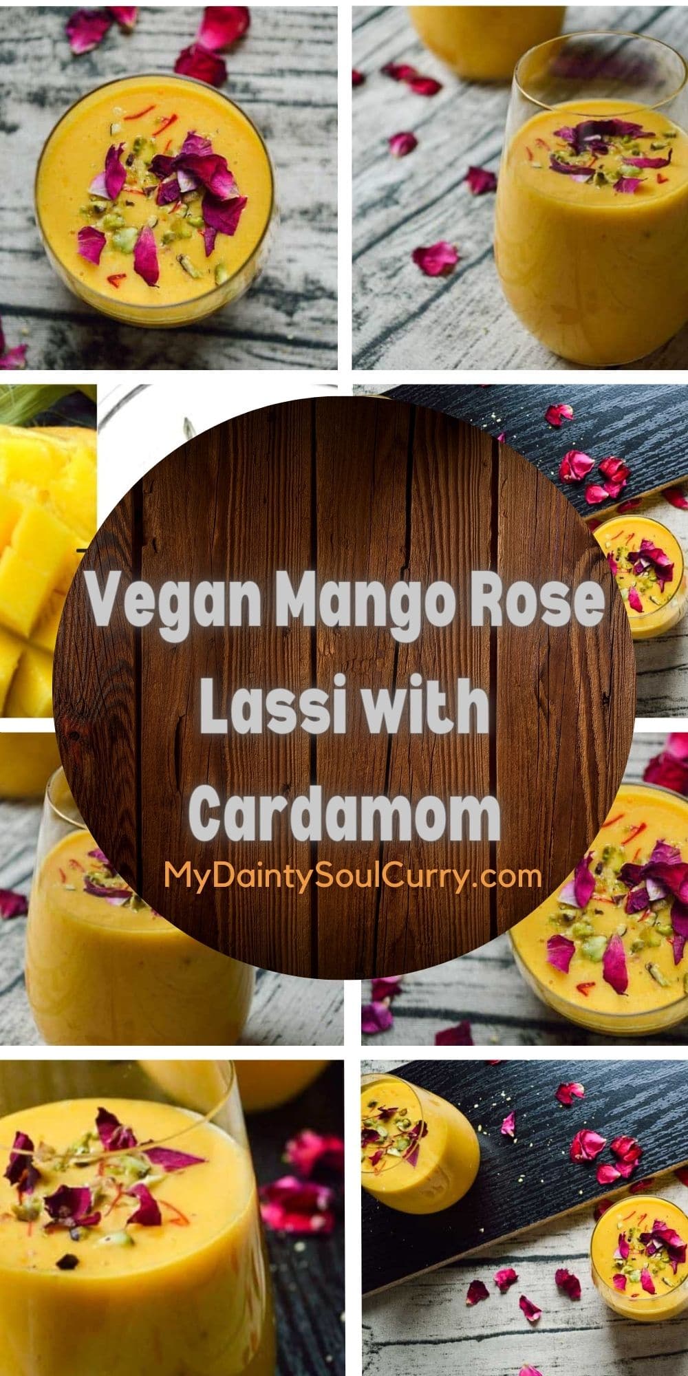 Vegan Mango Rose Lassi Healthy Recipe with Cardamom