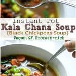 Instant pot kala chana soup or black chickpeas soup