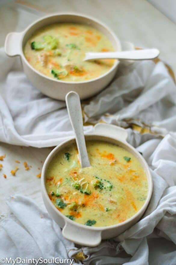 Instant Pot Broccoli Cheddar Soup - My Dainty Soul Curry