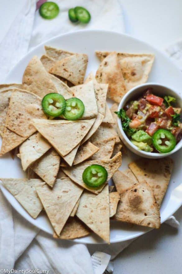 Air-Fryer Tortilla Chips (Low-Carb) - My Dainty Soul Curry