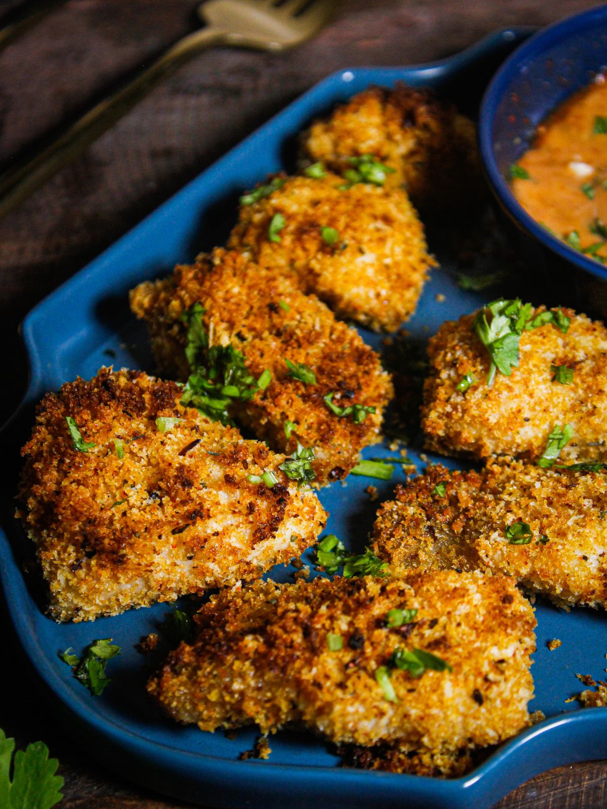 Crispy Air Fried Crumbed Fish with Mayo Dip