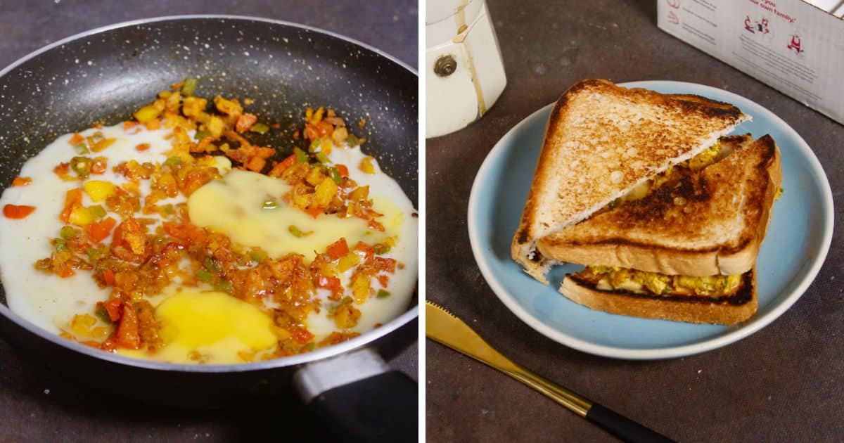 Egg Bhurji Sandwich  Easy Scrambled Egg Sandwich - Cooking From Heart