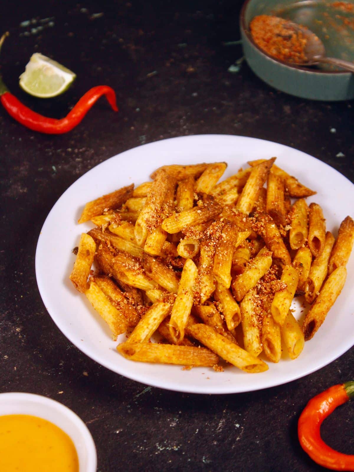super delicious air fried pasta chips